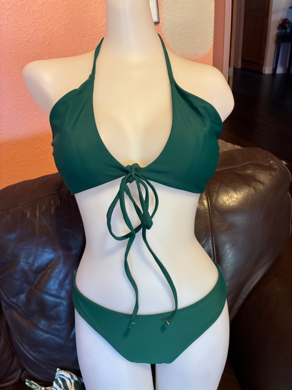 SHEIN Emerald Green Halter Tie Bikini Set